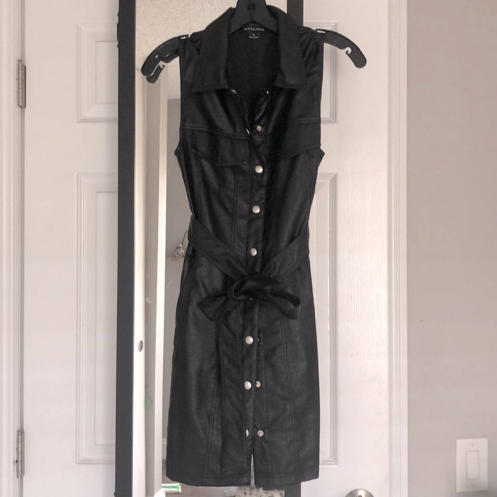 Black faux leather vest